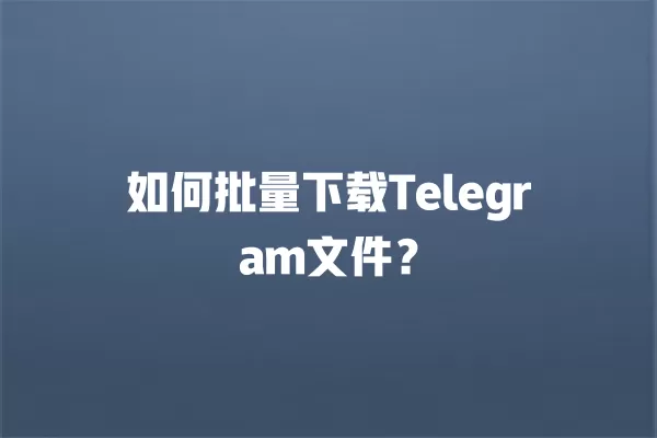 如何批量下载Telegram文件？ 二
