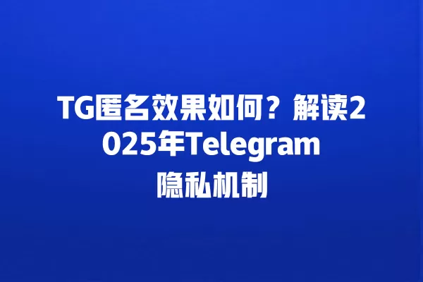 TG匿名效果如何？解读2025年Telegram隐私机制 二