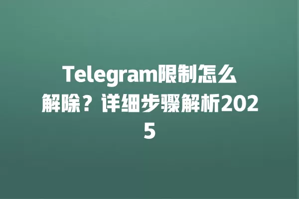Telegram限制怎么解除？详细步骤解析2025 二