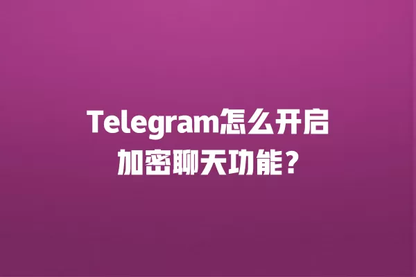 Telegram怎么开启加密聊天功能？ 二