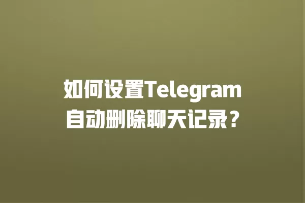 如何设置Telegram自动删除聊天记录？ 一