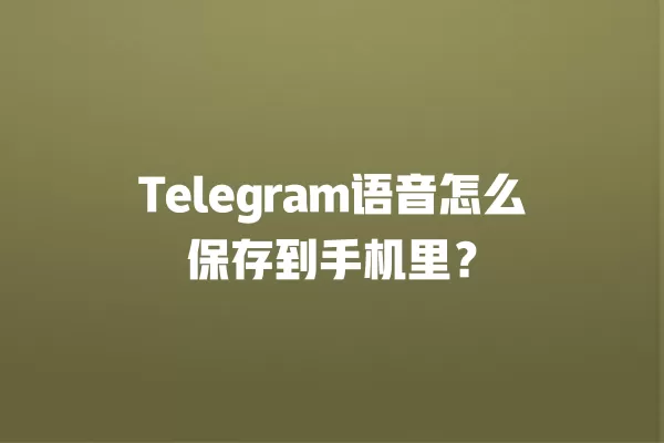 Telegram语音怎么保存到手机里？ 二