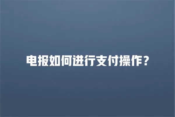 电报如何进行支付操作？ 二