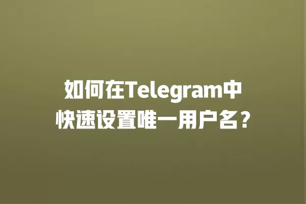 如何在Telegram中快速设置唯一用户名？ 二